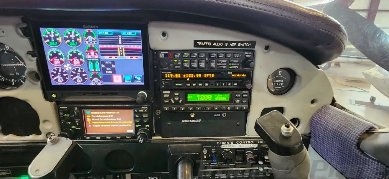 Aircraft avionics and instrument panel with Garmin displays